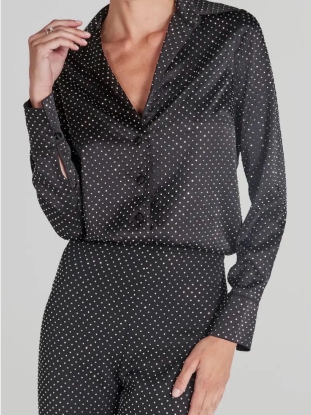 Nadine Merabi Kira Stud Satin Shirt US Size 8